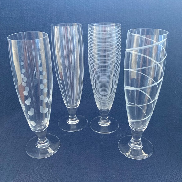 Mikasa Dining Mikas Cheers Etched Pilsner Glasses Set Of 4 Marked